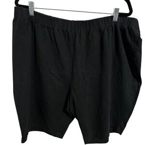 Roaman's Basic Black Knit Shorts No Pockets Elastic Waist Women's Size 3X 30/32